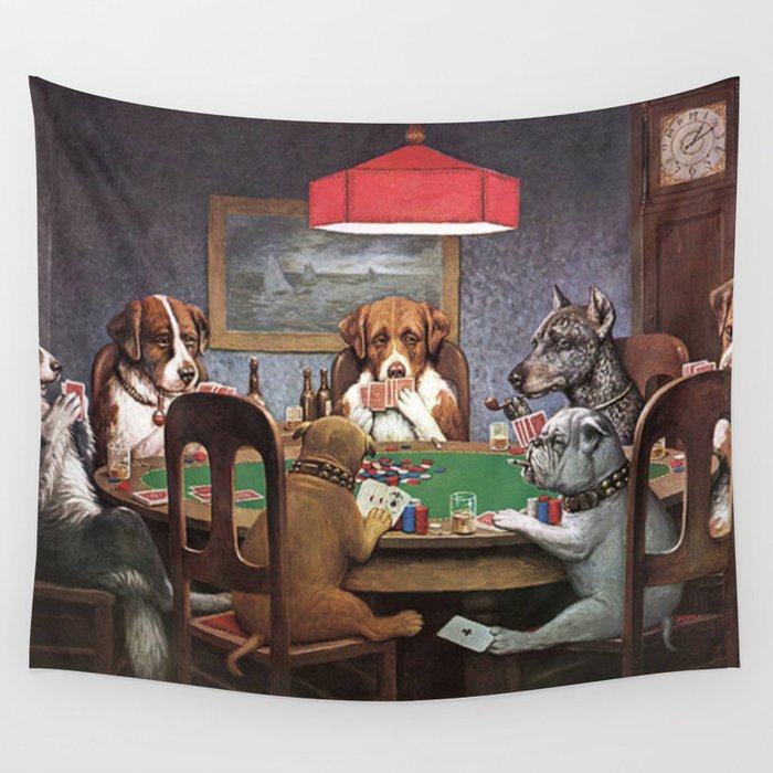 Dogs Playing Poker A Friend in Need Painting Wall Tapestry