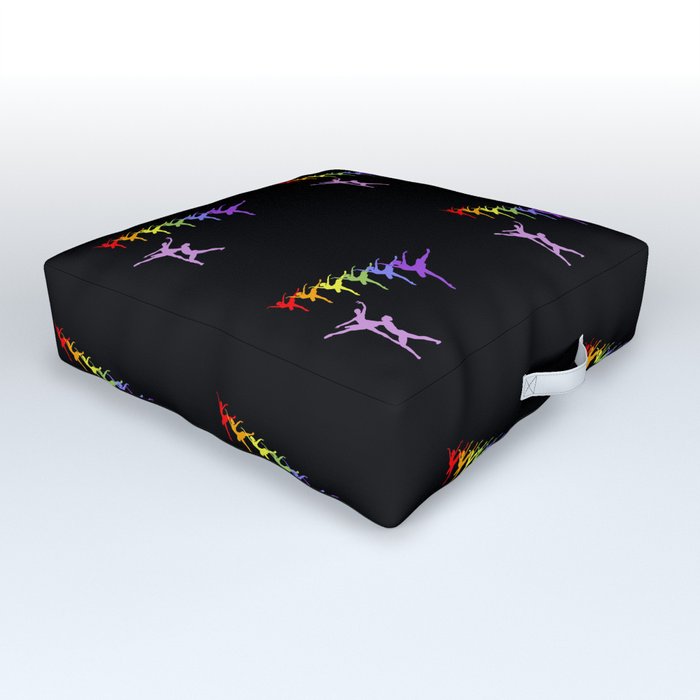 Swan lake - ballet dancer figures in rainbow colors Outdoor Floor Cushion