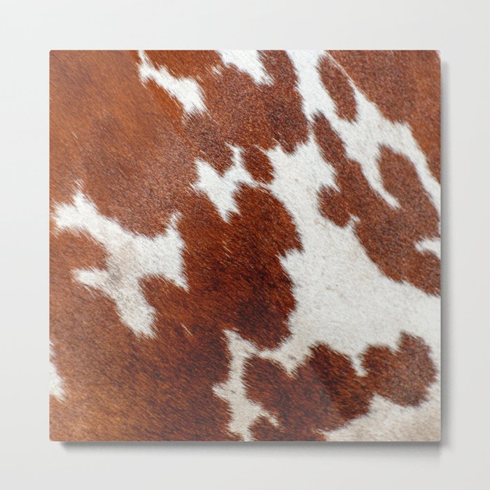 Brown Cowhide, Cow Skin Print Pattern Metal Print