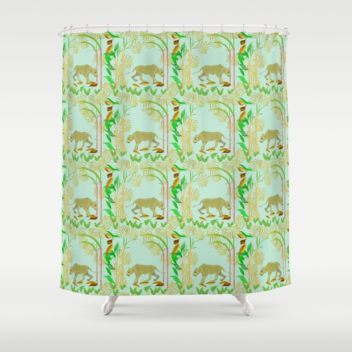 Lioness in calm nature Shower Curtain