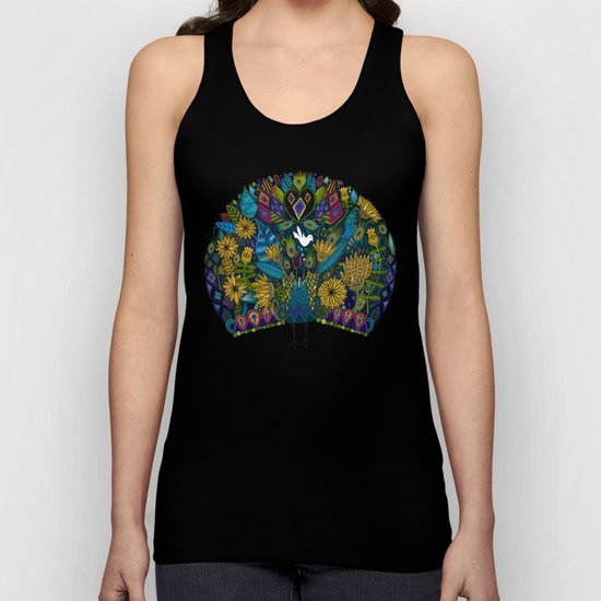 peacock garden white Unisex Tank Top