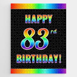 [ Thumbnail: Fun, Colorful, Rainbow Spectrum “HAPPY 83rd BIRTHDAY!” Jigsaw Puzzle ]