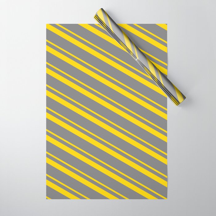 Yellow & Grey Colored Stripes/Lines Pattern Wrapping Paper