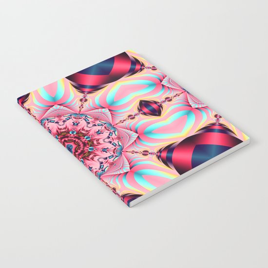 Blooming in Pink, floral kaleidoscope design Notebook