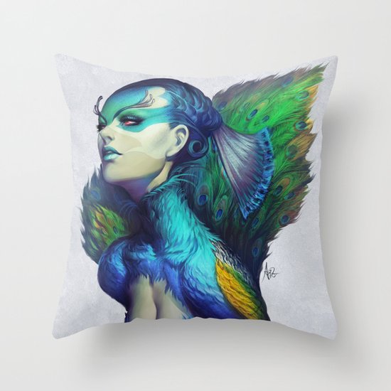 Peacock Queen Throw Pillow