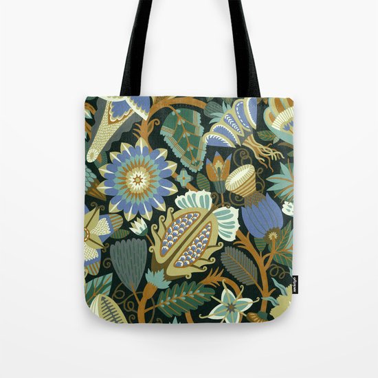 Flower Fantasy in blue Tote Bag