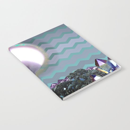 Moon Crystal Chevron Pattern Purple and Teal Notebook