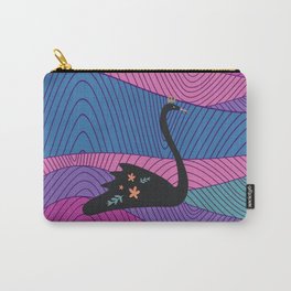 a black swan swims through a colorful lake Carry-All Pouch
