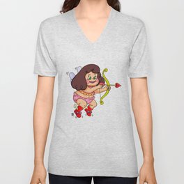 "Direct Hit to Your Heart {Cupid Girl}" by Jesse Young ILLO. V Neck T Shirt