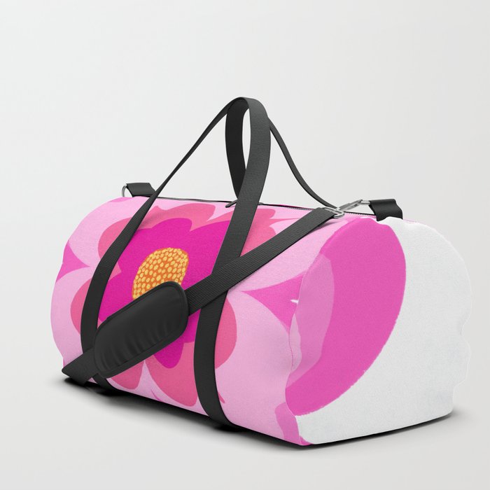 Modern Hot Pink Peony Flower Duffle Bag