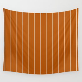 Simple White Stripes on Orange Brick Background Wall Tapestry