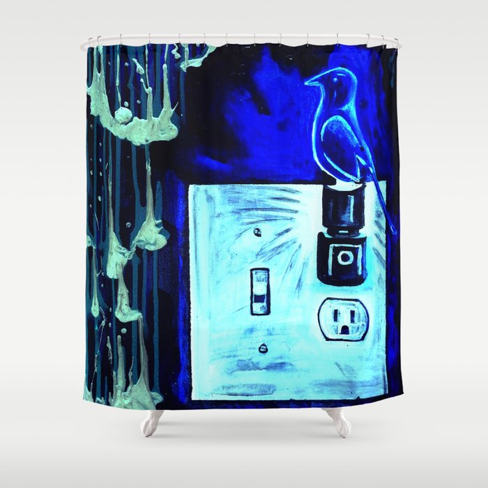 Blue Canary In The Outlet By Lightswitch Shower Curtain Matthew Z Kessler Society6