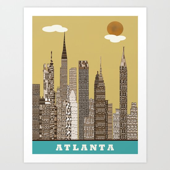Atlanta city vintage Art Print