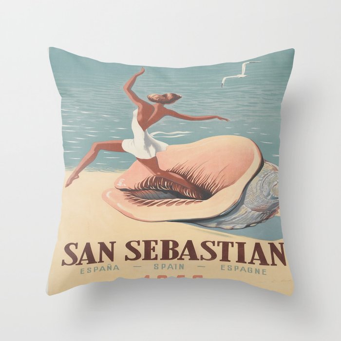 Vintage poster - San Sebastian Throw Pillow