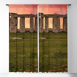 Great Britain Photography - The Stone Henge Under The Red Sunset Blackout Curtain