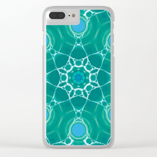 Cyan Star Mandala Clear iPhone Case