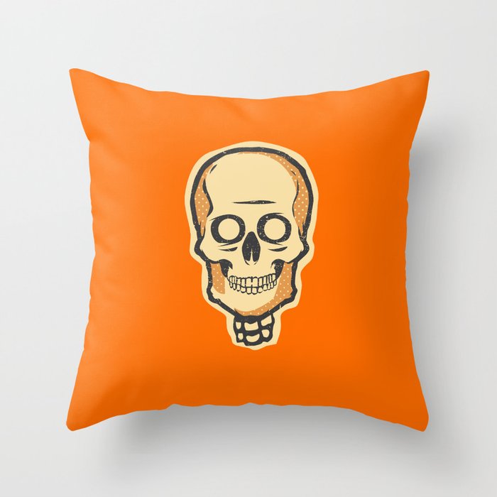 Spooky Vintage Halloween Skeleton Skull Throw Pillow
