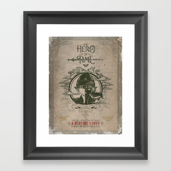 Legend of Zelda Link the Hero of Time Vintage Book Cover Framed Art Print
