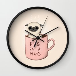 Pug in a Mug Wall Clock