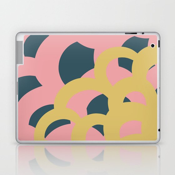 squiggly mermaid tale close up - pink navy yellow Laptop & iPad Skin