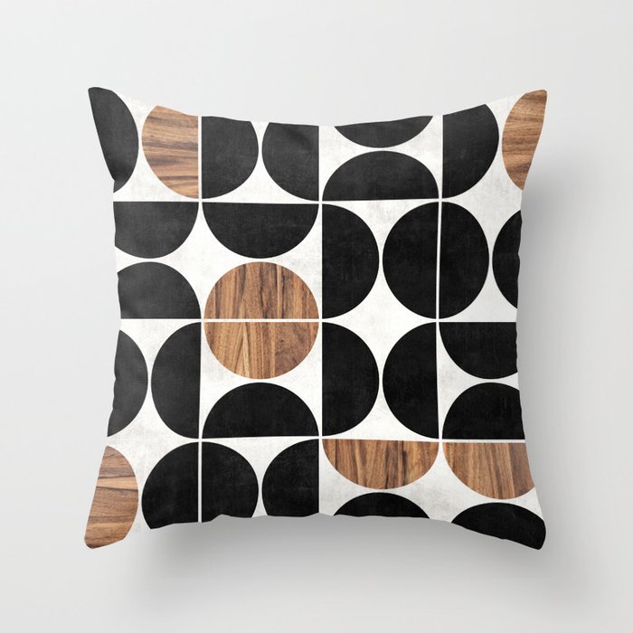 Mid-Century Modern Pattern No.1 - Concrete and Wood Throw Pillow