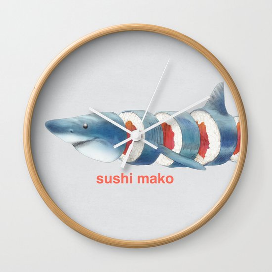Sushi Mako (color option) Wall Clock