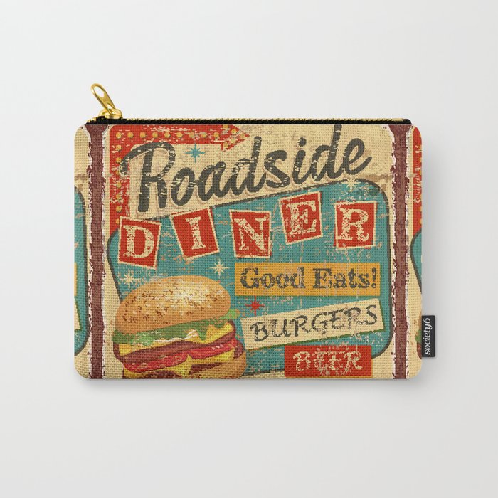 Vintage Roadside Diner metal sign.  Carry-All Pouch