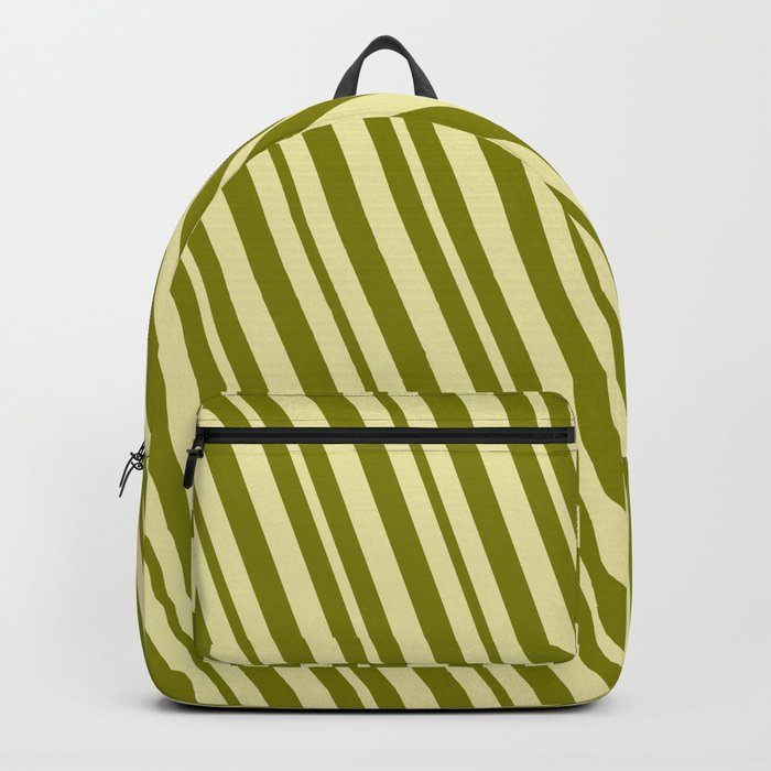 Pale Goldenrod and Green Colored Lines Pattern Backpack
