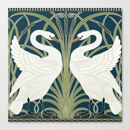Swan Rush and Iris by Walter Crane Canvas Print