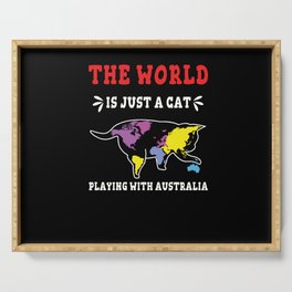 World Is Just Cat Play Australia Day Australian Serving Tray