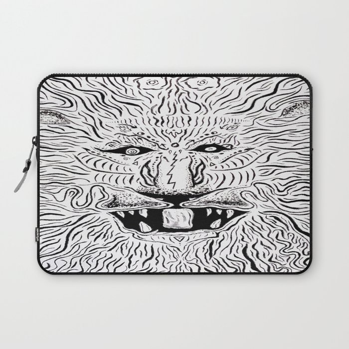 Trippy Lion Mane Painting on Canvas Laptop Sleeve