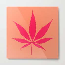 Weed Marijuana Leaf Peach Hot Pink Metal Print | Pink, Weed, Weedart, Stonergirl, Highvibes, Weedleaf, 420, Stoner, Flower, Cannabis 