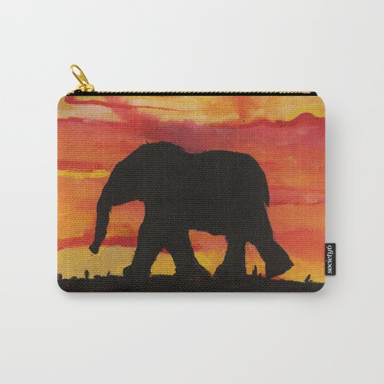 Baby Elephant Sunset Landscape Carry-All Pouch