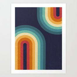 Double Rainbow on Blue Art Print