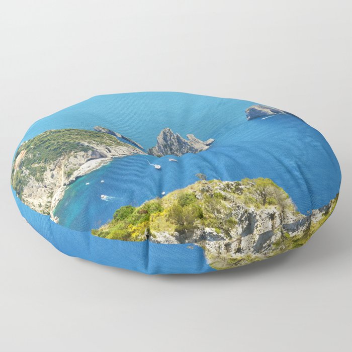 Capri Rocks Panoramic View - Italian Landscape and Travel Photography Floor Pillow