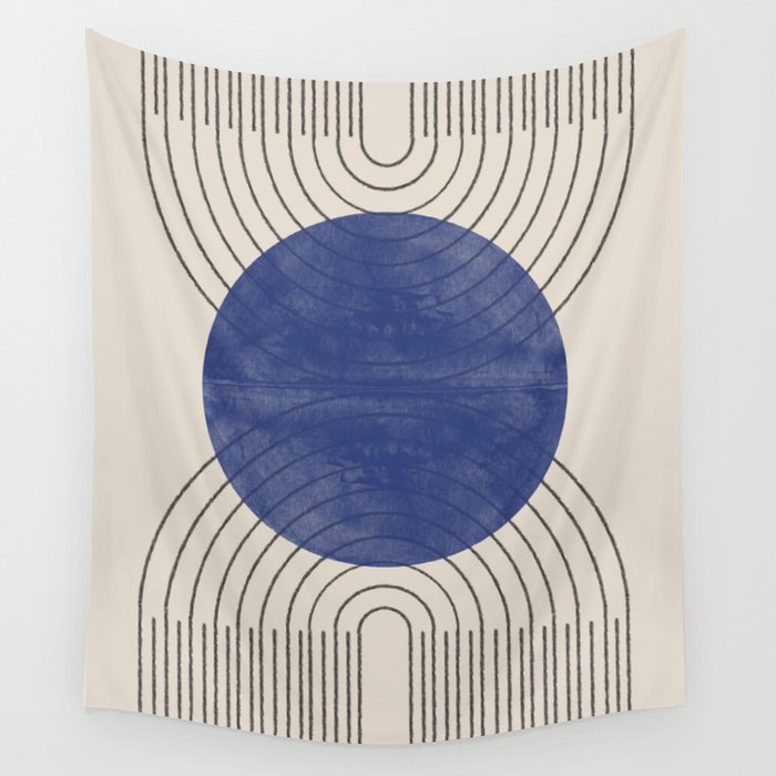Blue Contemporary Design Wall Tapestry