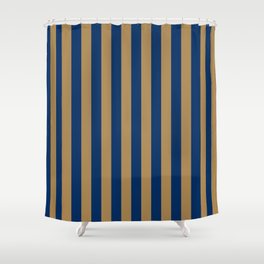 Navy Blue and Gold Straight Vertical Stripes  Shower Curtain