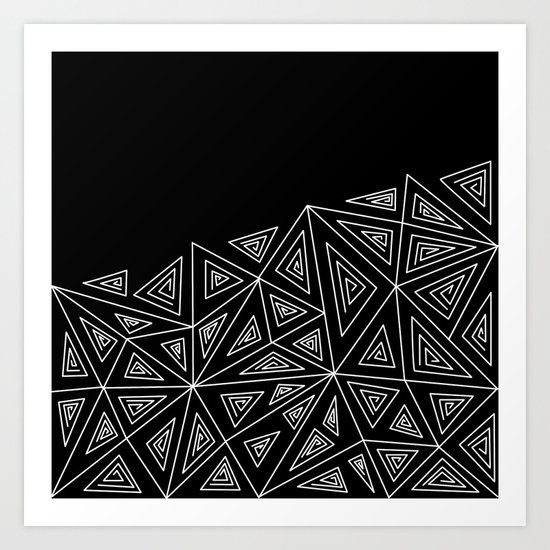 Abstract black and white pattern.Triangles 2 . Art Print