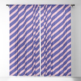 [ Thumbnail: Light Pink & Blue Colored Stripes/Lines Pattern Sheer Curtain ]