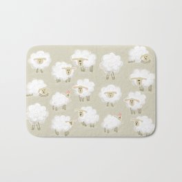 Herd of sheep Bath Mat | Curated, Sheep, Nature, Animal, Sheeps, White, Graphicdesign, Pattern, Cute 