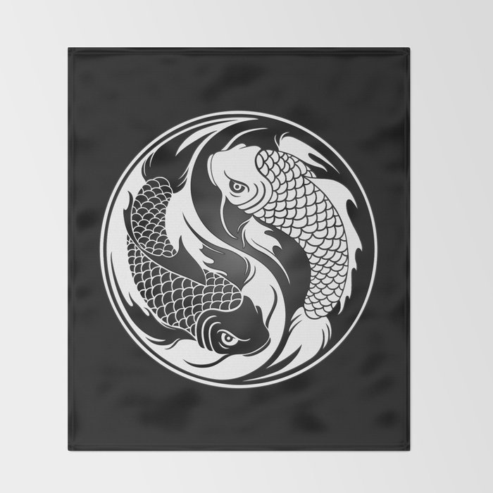 White And Black Yin Yang Koi Fish Throw Blanket By Jeffbartels