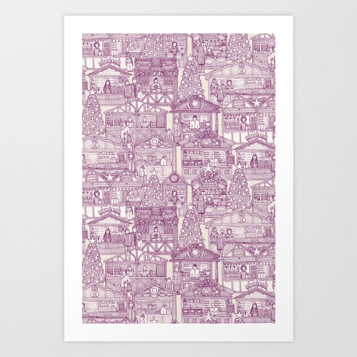 Christmas market toile purple Art Print