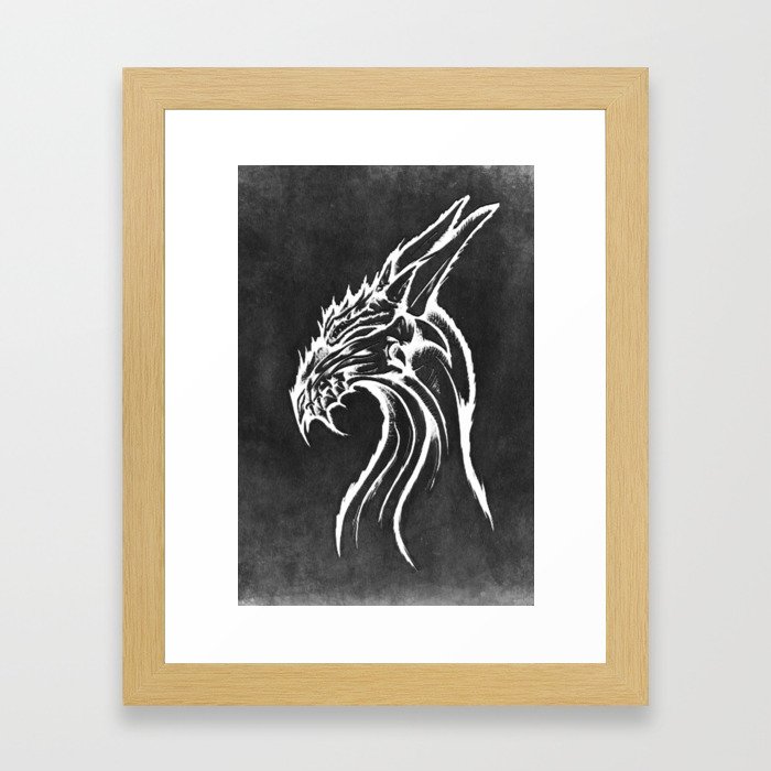 Old Dragon - Black Framed Art Print