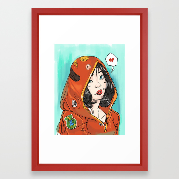 Cool Girl Wearing Hoodie Anime Framed Art Print By Ezrajne