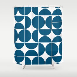 Mid Century Modern Geometric 04 Blue Shower Curtain