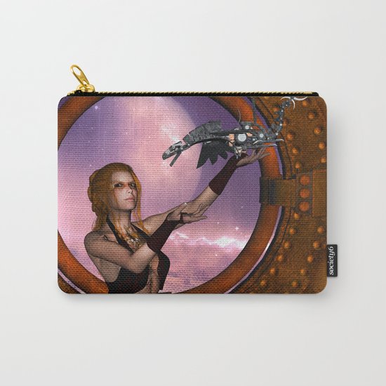 Wonderful steampunk lady with steam dragon Carry-All Pouch