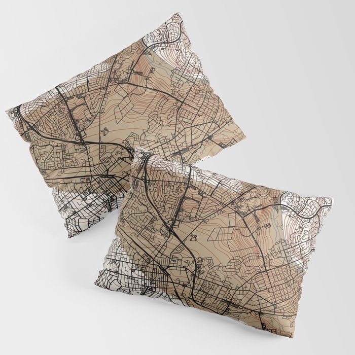 USA, Salinas City Map Collage - Retro Pillow Sham