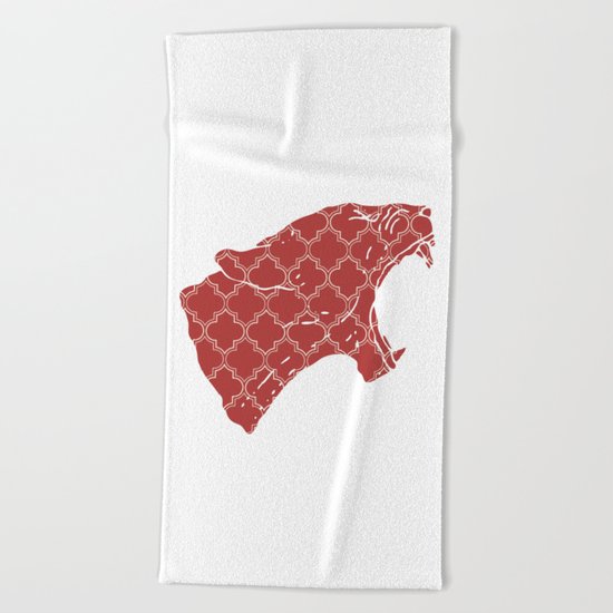 PANTHER SILHOUETTE HEAD WITH PATTERN Beach Towel