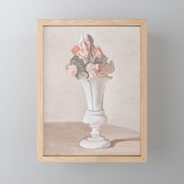 Giorgio Morandi - Still Life White Vase with Pink rose flowers Framed Mini Art Print