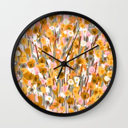 70s Vintage Orange Floral Pattern Wall Clock